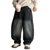 儿童装男童加绒裤子新款秋冬款一体绒牛仔男孩冬季加厚大童潮，童装裤子，摩比熊