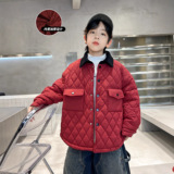 男童棉服轻薄款新款儿童冬装夹棉外套中大童红色棉袄秋冬季潮，童装外套，摩比熊