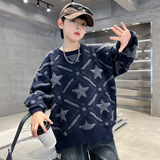 儿童装男童毛衣冬季新款中大童秋冬款针织衫加厚水貂绒打底衫，童装毛衣，摩比熊