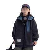 男童加厚外套新款儿童秋冬装加厚毛毛衣中大童羊羔绒连帽上衣，童装外套，摩比熊