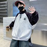 男童冬装立领卫衣一体加绒加厚冬季新款男孩帅气运动上衣，童装卫衣/绒衫，摩比熊