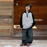 童装男童毛衣冬季新款儿童加厚半开领衣服大童秋冬上衣，童装毛衣，摩比熊