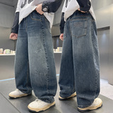 儿童装男童裤子秋装新款春秋款中大童洋气秋季男孩牛仔裤，童装裤子，摩比熊