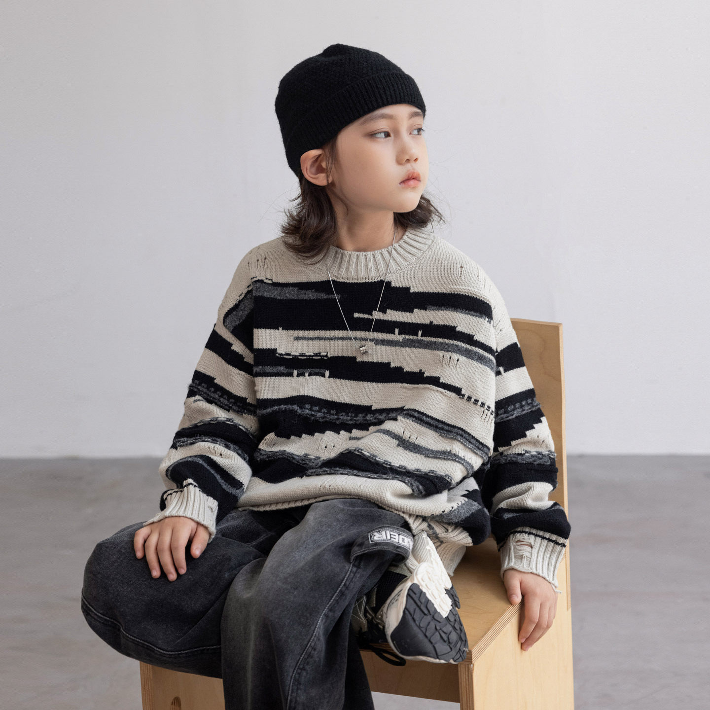 男童冬装加厚毛衣新款中大童秋冬款男孩冬季针织打底衫潮，童装毛衣，摩比熊