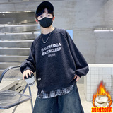 男童加绒卫衣新款儿童冬季一体绒打底衫中大童冬装加厚潮，童装卫衣/绒衫，摩比熊