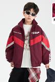 男童冬装撞色机车风防水运动反光棉服新款儿童加厚夹棉外套潮，童装棉衣，摩比熊