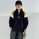 男童加绒加厚卫衣冬季新款中大童装冬装一体绒儿童上衣潮，童装卫衣/绒衫，摩比熊