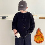 男童毛衣秋冬款新款中大童时尚休闲百搭加厚保暖套头针织衫，童装毛衣，摩比熊