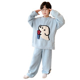 新款秋冬季休闲时髦加绒家居服中大儿童冬季加厚睡衣两件套潮，童装家居服（睡衣），摩比熊
