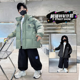 男童棉服新款儿童洋气时髦冬装加厚中大童男孩加棉棉衣外套潮，童装棉衣，摩比熊