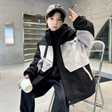 男童棉服三合一冲锋衣连帽外套冬装新款中大童装儿童加厚棉衣，童装棉衣，摩比熊