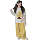 女童孩新款韩版家居服两件套中大童卡通女孩保暖睡衣套装，童装家居服（睡衣），摩比熊