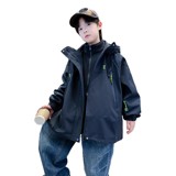 儿童装男童冬装夹棉外套新款中大童秋冬季三合一可拆卸冲锋衣，童装外套，摩比熊