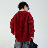 男童秋冬季毛衣新款中大童马年冬装加厚儿童本命年红色毛线衣，童装毛衣，摩比熊