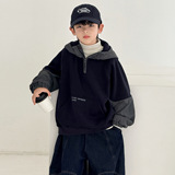 男童卫衣加绒加厚冬季儿童一体绒上衣新款中大童装冬装潮，童装卫衣/绒衫，摩比熊