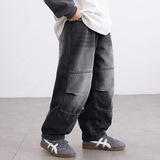 男童加绒牛仔裤秋冬款新款儿童冬季一体绒加厚裤子大男孩冬装，童装裤子，摩比熊