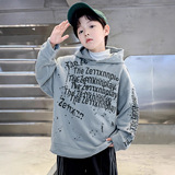 男童加绒卫衣连帽冬款潮牌中大童加厚保暖上衣儿童大男孩冬装童装，童装卫衣/绒衫，摩比熊