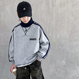 男童冬季加绒红色卫衣新款儿童中大童本命马年加厚新年服，童装卫衣/绒衫，摩比熊