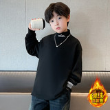 儿童装男童加绒卫衣秋冬款新款秋季中大童男孩秋装德绒打底衫，童装T恤，摩比熊