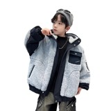 男童加厚外套秋冬款新款儿童冬季羊羔绒毛毛衣中大童帅洋气潮，童装外套，摩比熊