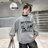 男童加绒卫衣新款冬装大儿童加厚男孩一体绒上衣打底衫潮，童装卫衣/绒衫，摩比熊