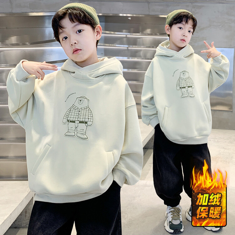 男童加绒连帽立体卡通卫衣冬装新款中大童男孩一体绒加厚保暖,童装卫衣/绒衫,摩比熊 男童加绒连帽立体卡通卫衣冬装新款中大童男孩一体绒加厚保暖,童装卫衣/绒衫,摩比熊
