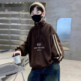 儿童装男童一体加绒卫衣款新款加厚冬季男孩中大童上衣潮，童装卫衣/绒衫，摩比熊