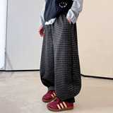 男童裤子冬季儿童加绒一体绒冬装格子裤秋冬新款灯笼裤潮男孩，童装裤子，摩比熊