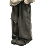 新款秋冬款男童休闲一体绒牛仔裤中大儿童男孩阔腿冬装裤子潮，童装裤子，摩比熊