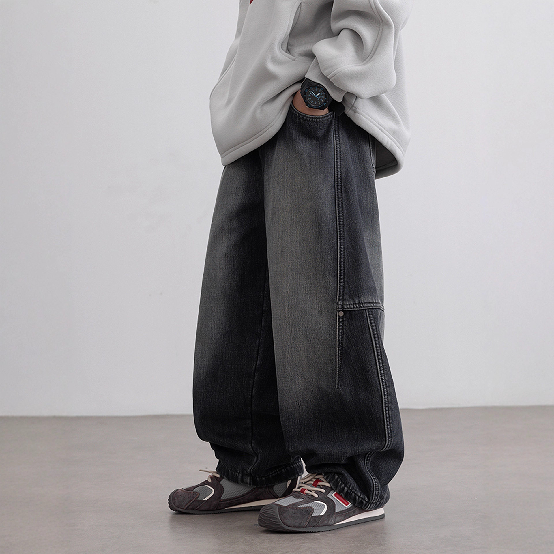 男童加绒牛仔裤秋冬款新款儿童冬季一体绒初中生加厚裤子冬装，童装裤子，摩比熊