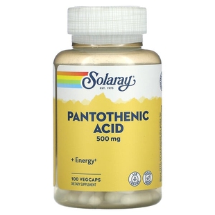 美国Solaray泛酸500毫克100粒植物胶囊Pantothenic Acid维生素B5