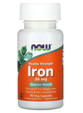 美国NOW双甘氨酸亚铁素食胶囊36毫克90粒免疫力 Ferrochel  Iron