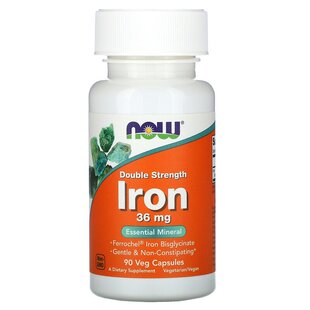 美国NOW双甘氨酸亚铁素食胶囊36毫克90粒免疫力 Ferrochel  Iron