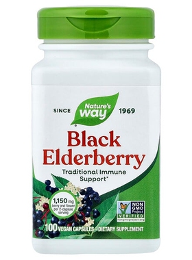 美国Nature's Way黑接骨木果575mg100粒全素胶囊Black Elderberry
