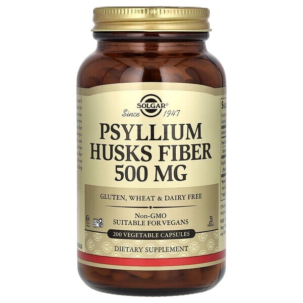 美国Solgar车前子壳纤维素胶囊500毫克排便PSYLLIUM HUSKS FIBER - 实物图