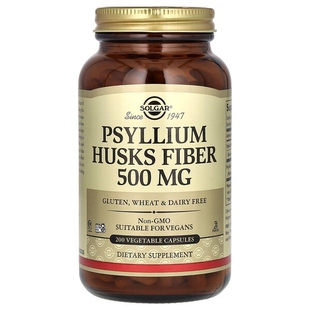 美国Solgar车前子壳纤维素胶囊500毫克排便PSYLLIUM HUSKS FIBER