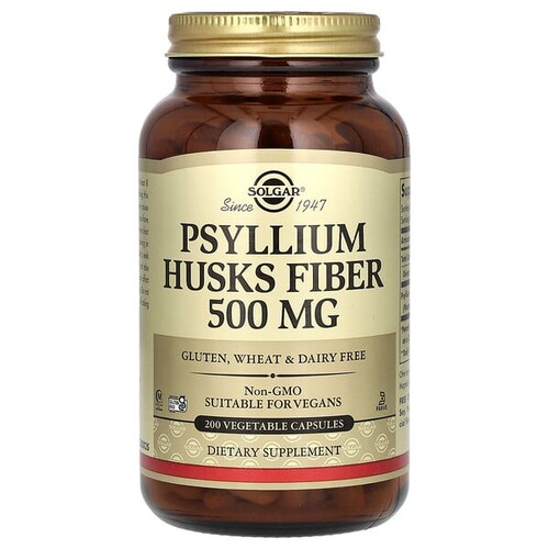 美国Solgar车前子壳纤维素胶囊500毫克排便PSYLLIUM HUSKS FIBER