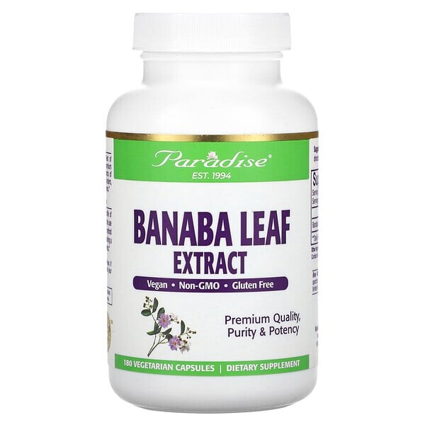 美国Paradise Herbs芭蕉叶香蕉叶提取物250mg胶囊60粒BANABA LEAF