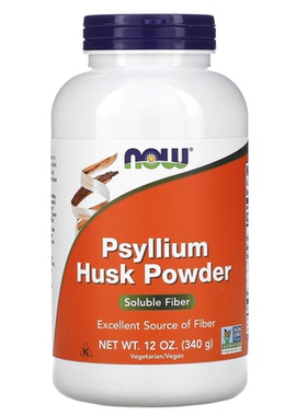 美国NOW车前子壳粉340克可溶性纤维肠胃健康Psyllium Husk Powder