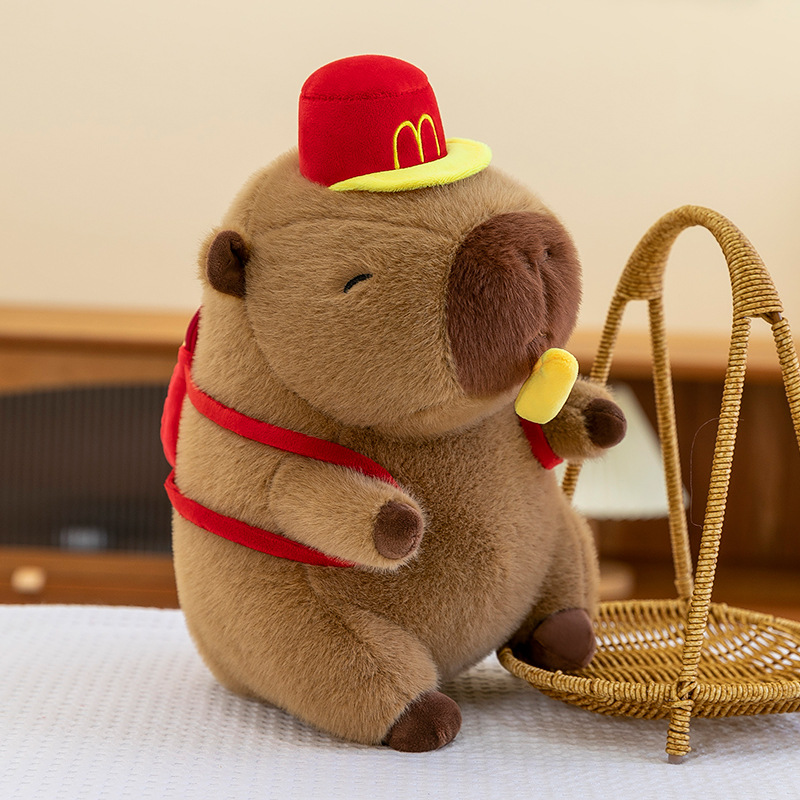 外贸薯条卡皮巴拉玩偶水豚公仔美食布娃娃毛绒玩具抱枕送女生礼物