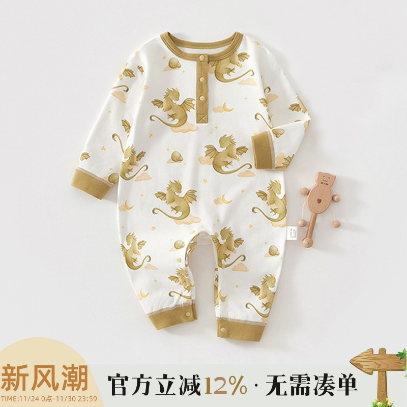 婴儿连体衣服纯棉春秋装套装秋季连身衣睡衣秋冬新生宝宝哈衣爬服