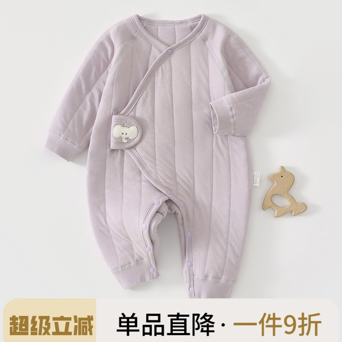 新生婴儿连体衣服保暖夹棉秋冬加厚初生儿和尚服睡衣宝宝哈衣爬服