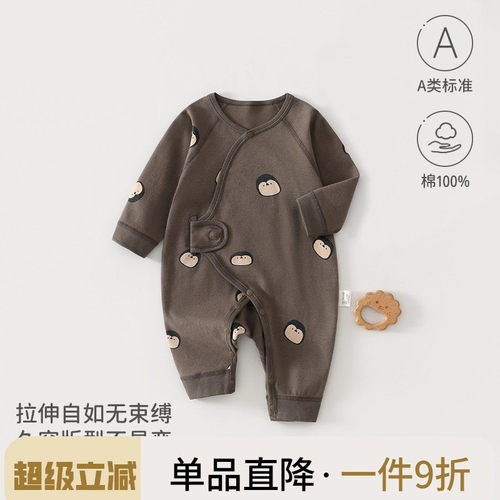 纯棉新生儿无骨薄款连体哈衣
