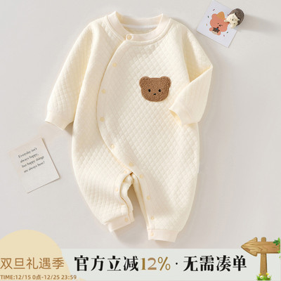 婴儿衣服冬装纯棉加厚保暖连体衣
