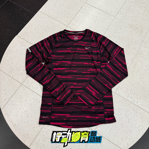 正品NIKE PRINTED MILER耐克男子训练健身跑步速干长袖T恤716869