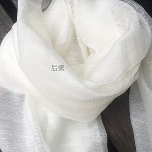 蚕丝羊毛交织菠萝纹提花款围巾披肩   植物染蓝染扎染专用围巾