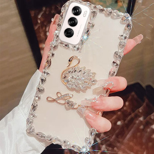 新款 oppoReno14pro带钻手机壳13轻奢12高级感11网红潮牌10透明全包防摔findx7爆闪水钻9保护套简约大气天鹅女