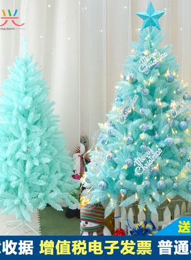 圣诞节蒂芙尼蓝色圣诞树套餐植绒家用1.5 1.8米ins风商场橱窗装饰