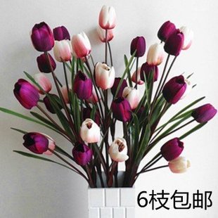 高品质5头郁金香仿真花绢花假花干花装 特价 饰花艺客厅落地摆放