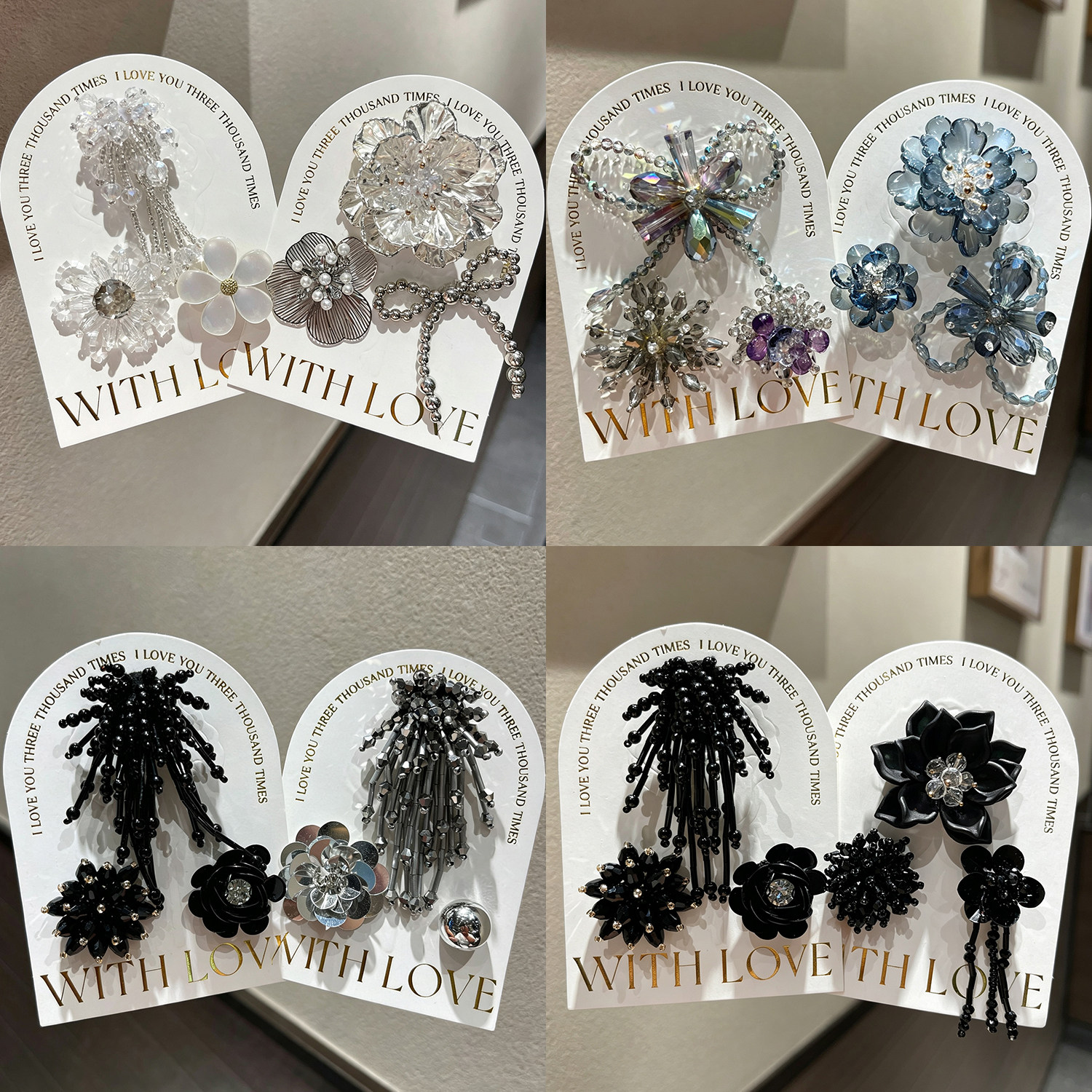 适配卡骆驰黑色水晶串珠鞋扣图片